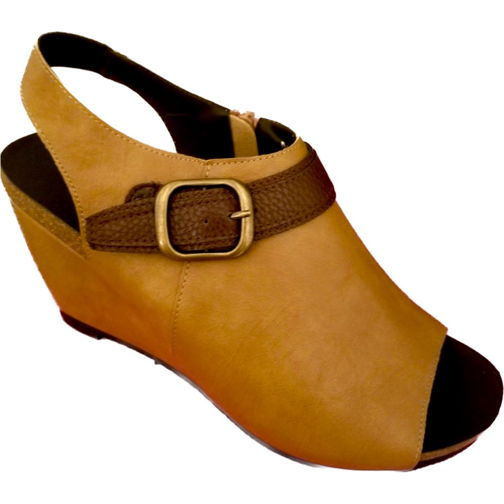 Corkys Camel and Chocolate Wedge Sandals